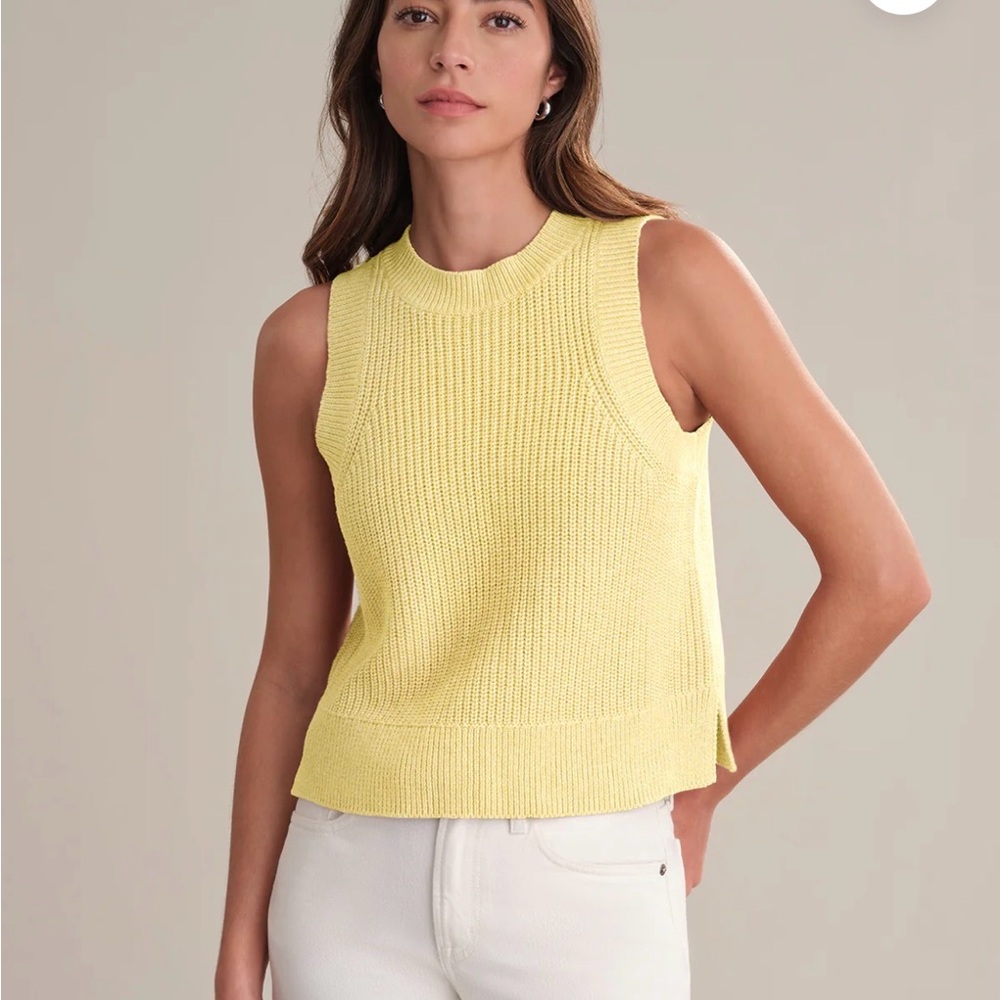 525 America Demi High Crewneck Cotton Sweater Tank Yellow Size Small